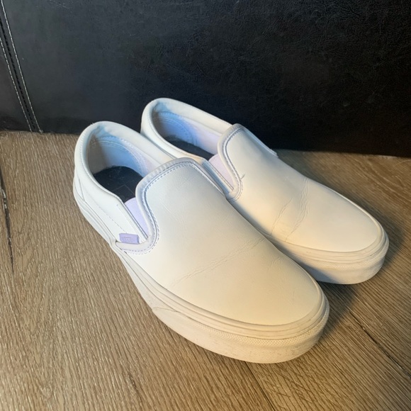 Vans Shoes - Vans White Leather slips size 8